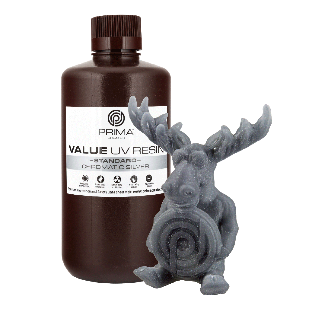 PrimaCreator Value UV / DLP Resin - 1 kg - Chromatic Silver