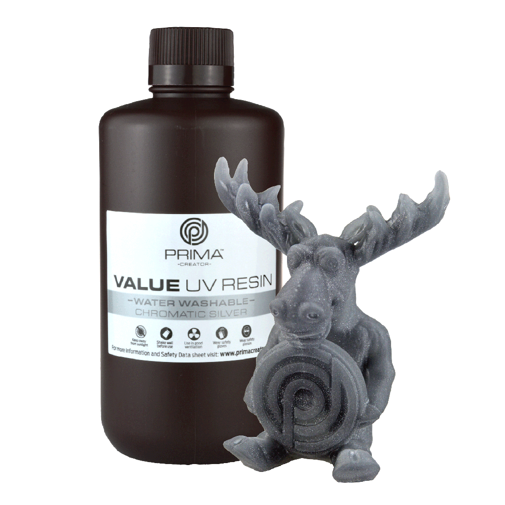 PrimaCreator Value Water Washable UV Resin - 1 kg - Chromatic Silver