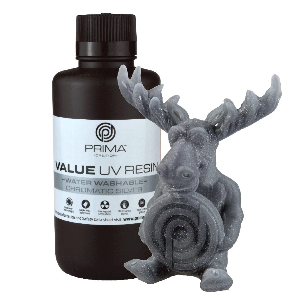 PrimaCreator Value Water Washable UV Resin - 500 g - Chromatic Silver