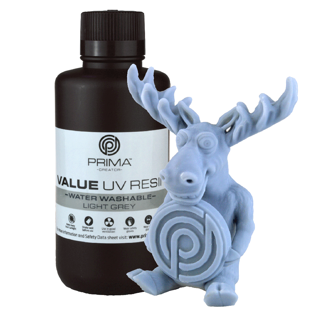 PrimaCreator Value Water Washable UV Resin - 500 g - Light Grey