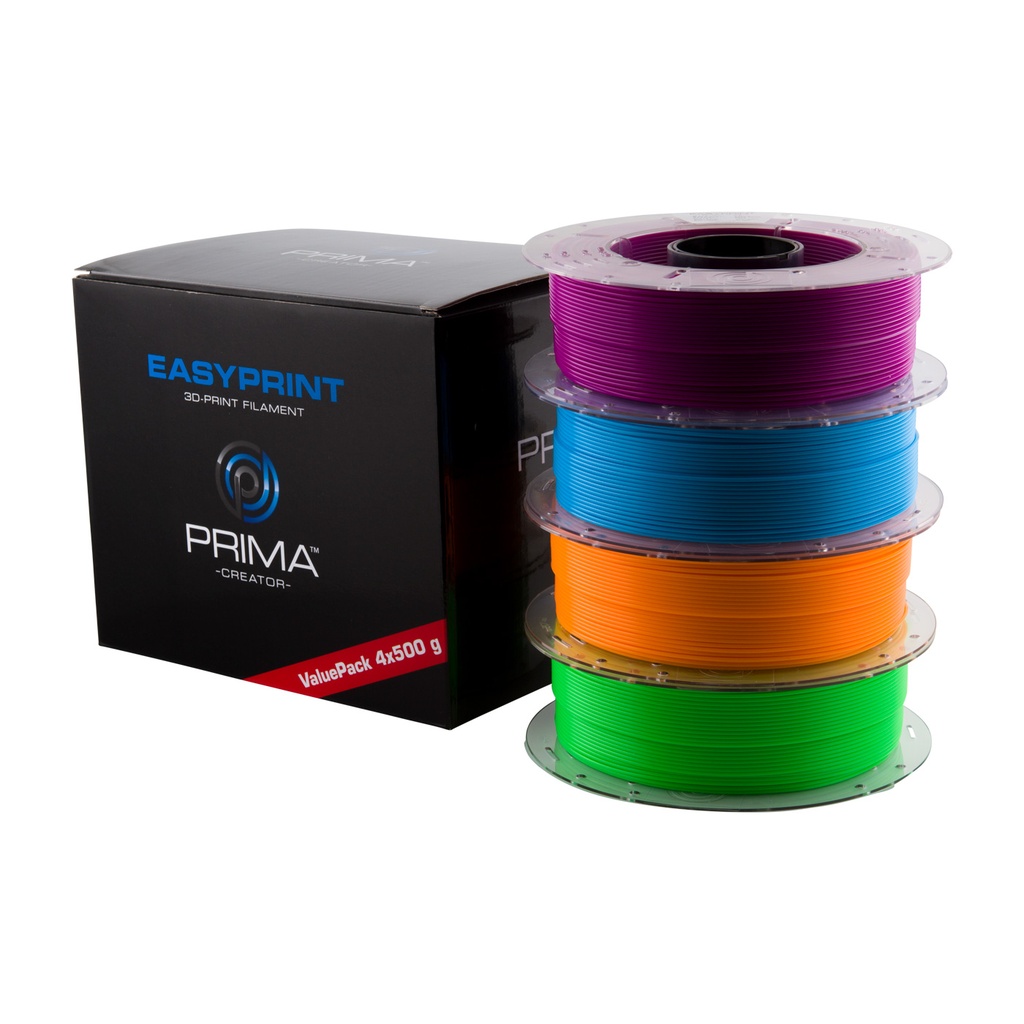 EasyPrint PLA Value Pack Neon - 1,75 mm - 4 x 500 g (total: 2 kg) - Azul neón, verde neón, naranja neón, morado neón