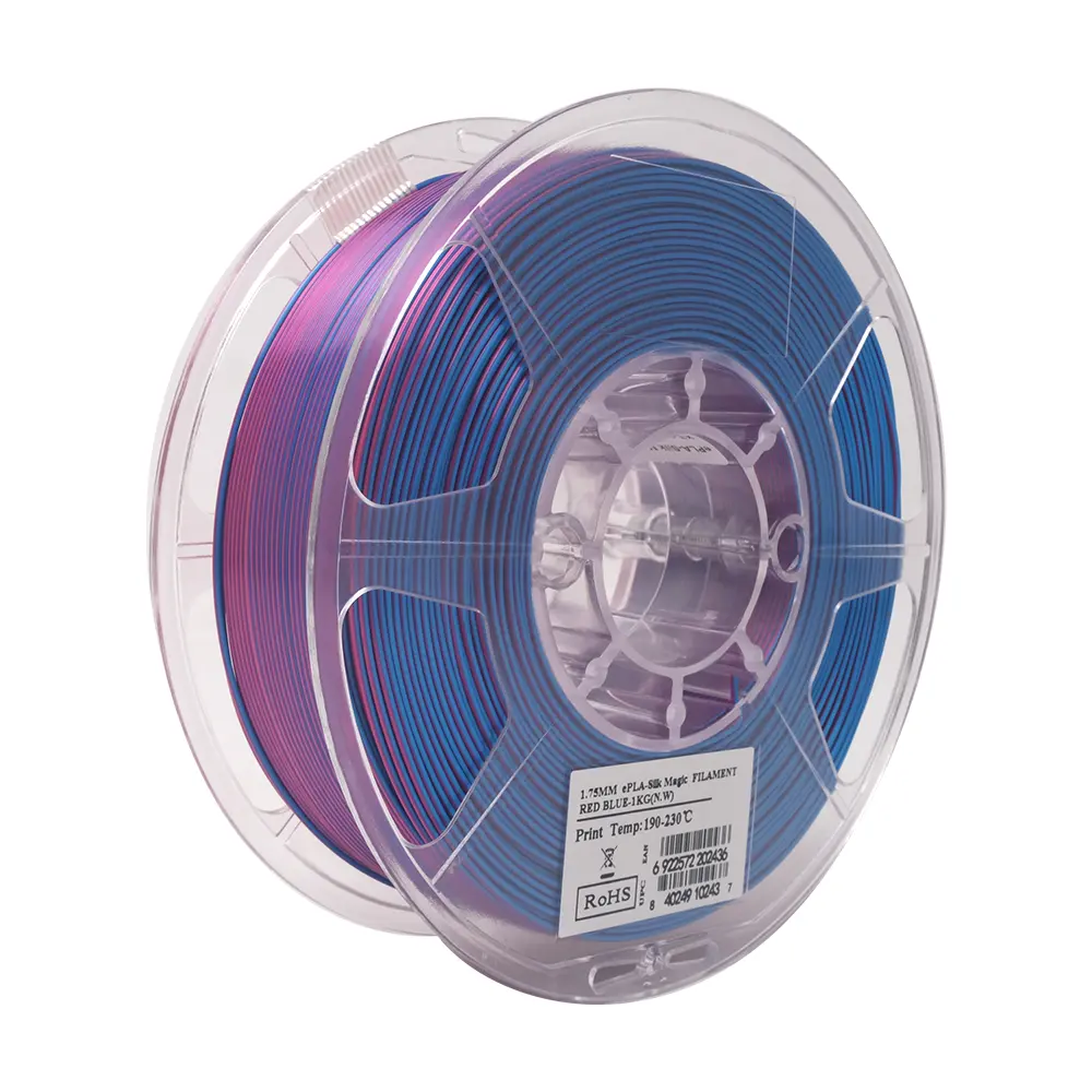 eSun PLA -Silk Magic - Dual Colors - Filamento para impresión 3D – 1,75mm (1Kg) – Rojo/Azul