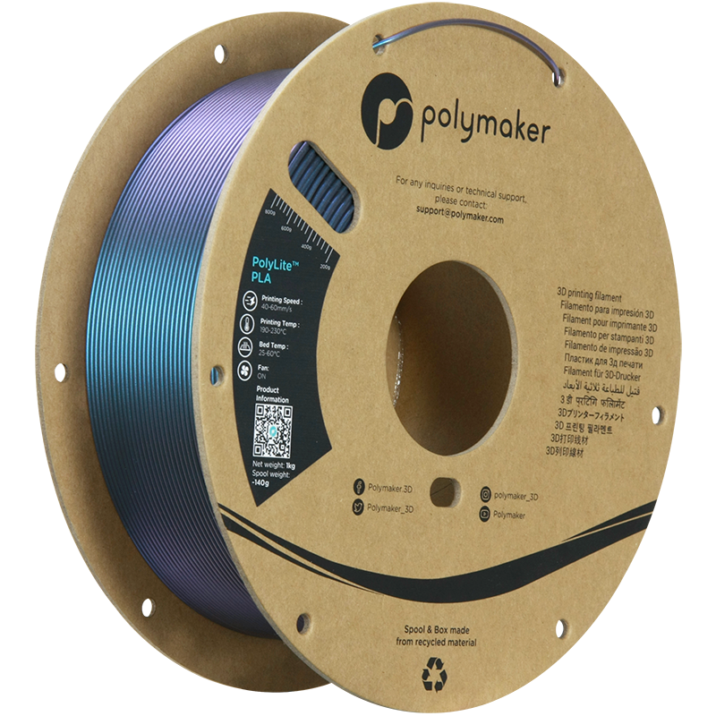 Polymaker PolyLite PLA Starlight | Filamento para impresión 3D | 1,75 mm (1 kg) | Violeta Nébula