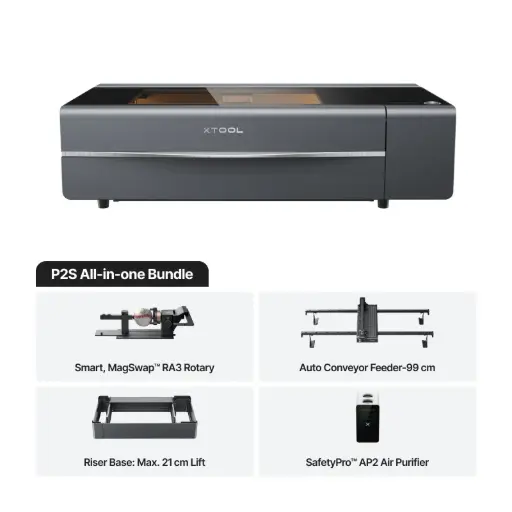 [P1030634+P5010457+P5010199+P5010239+P5010391] xTool P2S 55W - CO2 Desktop Laser Cutter Class 4