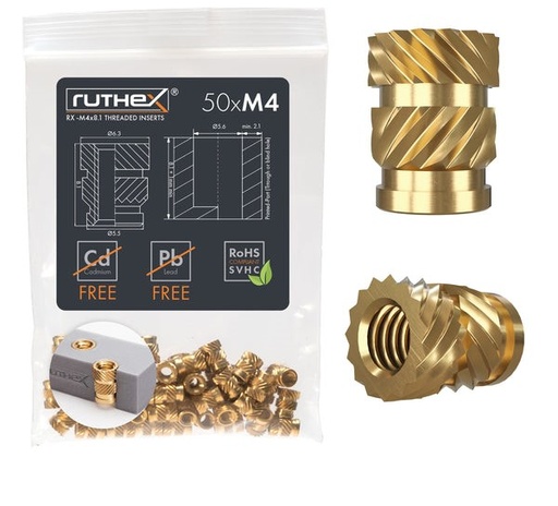 [GE-M4x81-001] Ruthex M4 threaded insert – Rx-M4x8.1 - 50 pcs