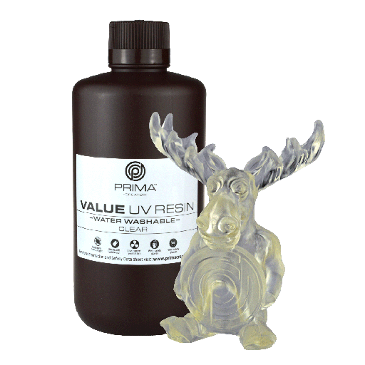 [PV-Resin-B405-1000-CL] PrimaCreator Value Water Washable UV Resin - 1 kg - Light Grey