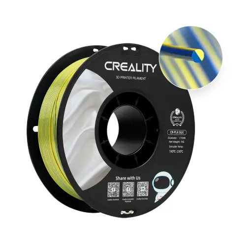 [3301120014] Creality CR-PLA Silk | Filamento para impresión 3D | 1,75 mm (1 kg) | Amarillo y azul