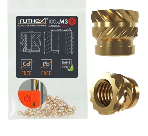 [GE-M3x5x4-001] Ruthex M3 threaded insert for VORON – Rx-M3x5x4 - 100 pcs